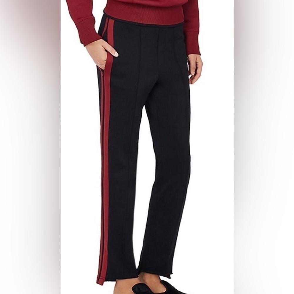 Helmut Lang Terry Tracks Trousers Straight Leg Mid Rise Black Stripes Size M